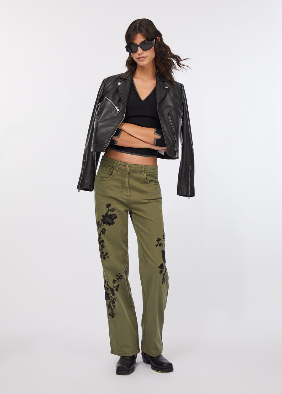 trousers with embroidery