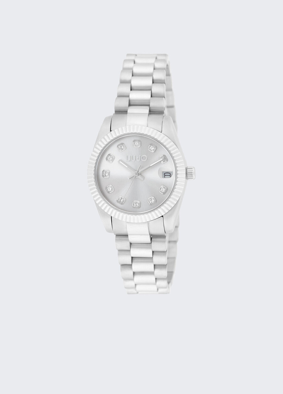 steel watch with diamantés