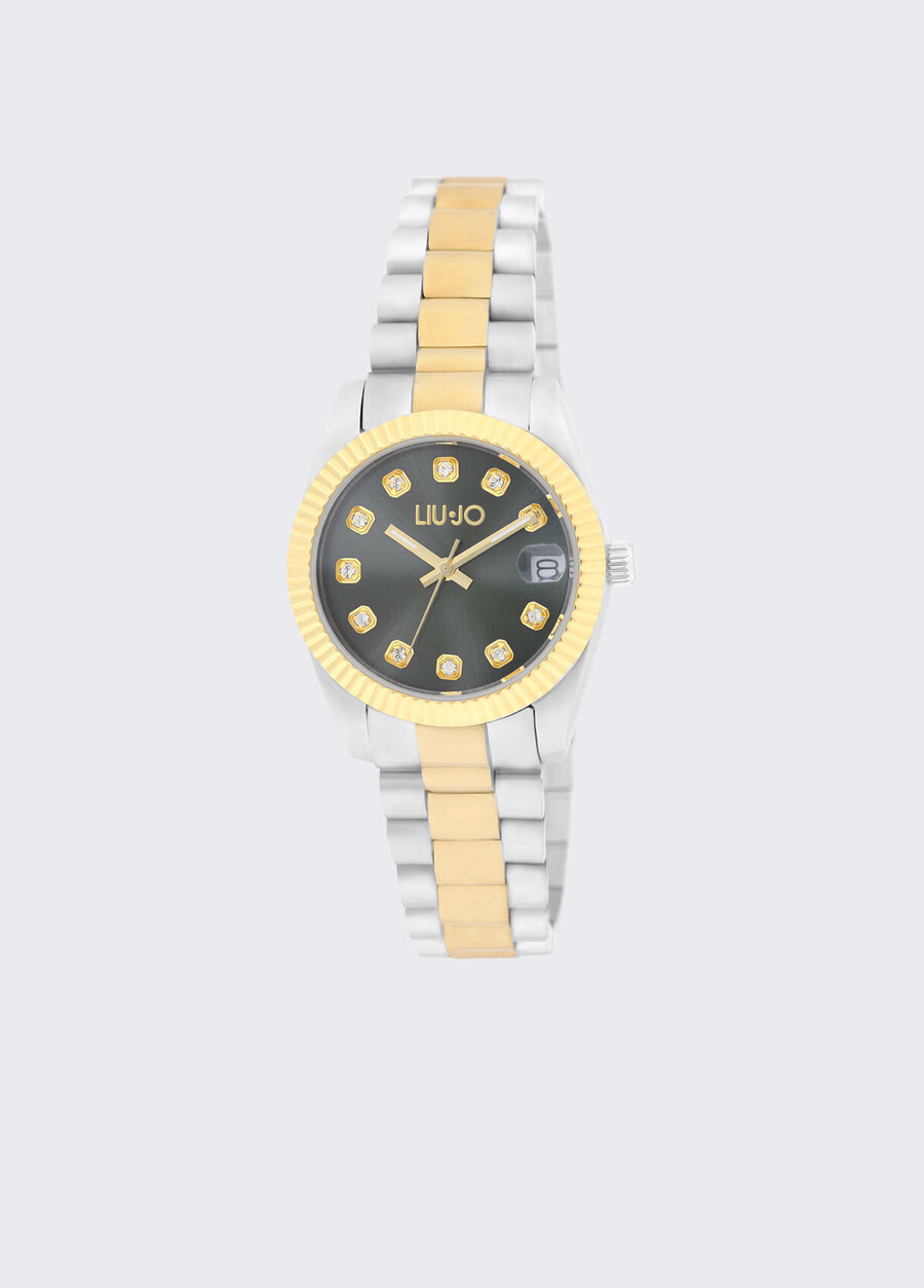 two-tone steel watch with diamantés
